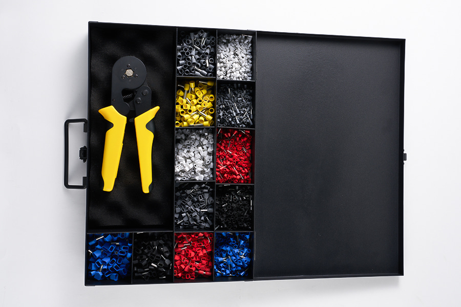 Kit de terminales de cobre de 3000pcs con alicates de enrollamiento (caja de hierro)