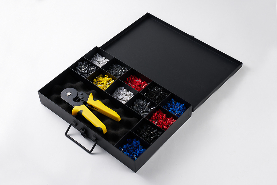 Kit de terminales de cobre de 3000pcs con alicates de enrollamiento (caja de hierro)